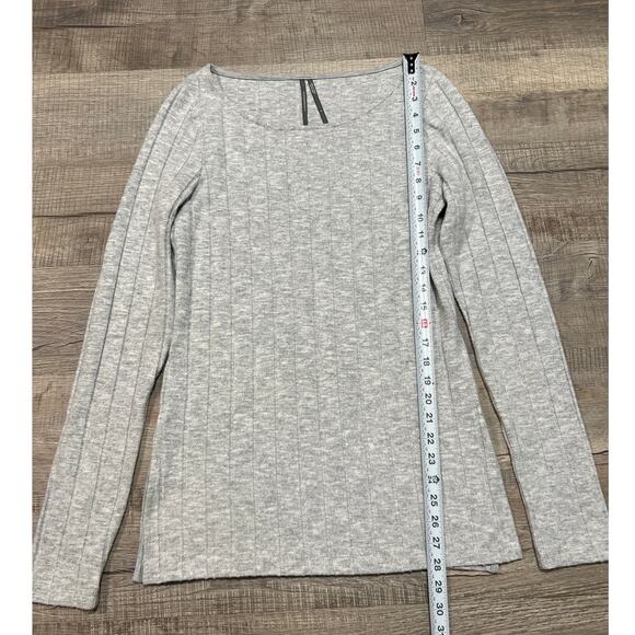 Anthropologie Ribbed Plush Knit Side Slit Thermal Tunic Top Medium Gray Boho - Picture 6 of 7